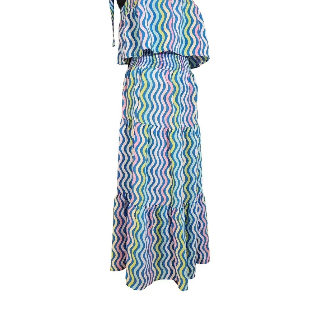 MICHELLE MCDOWELL NWT Sadie Spring Capri Crush Blue 2pc Set, Size Medium